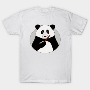 An Adorable Panda holding a Bamboo T-Shirt